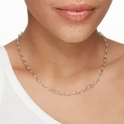 Online Alternating Paperclip Chain Necklace in Silver 925 Sterling Silver | Unisex