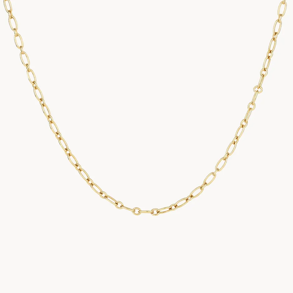 Fashion Alternating Paperclip Chain Necklace in Gold 18k Fine Gold Plated | Necklaces & Pendants