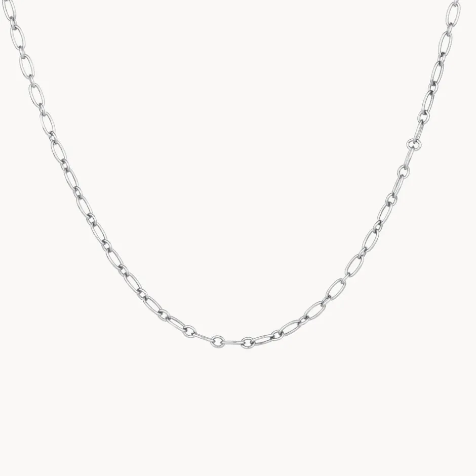 Online Alternating Paperclip Chain Necklace in Silver 925 Sterling Silver | Unisex