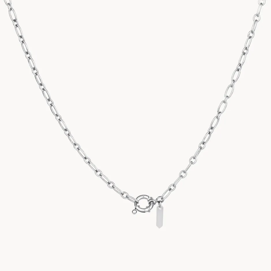 Online Alternating Paperclip Chain Necklace in Silver 925 Sterling Silver | Unisex