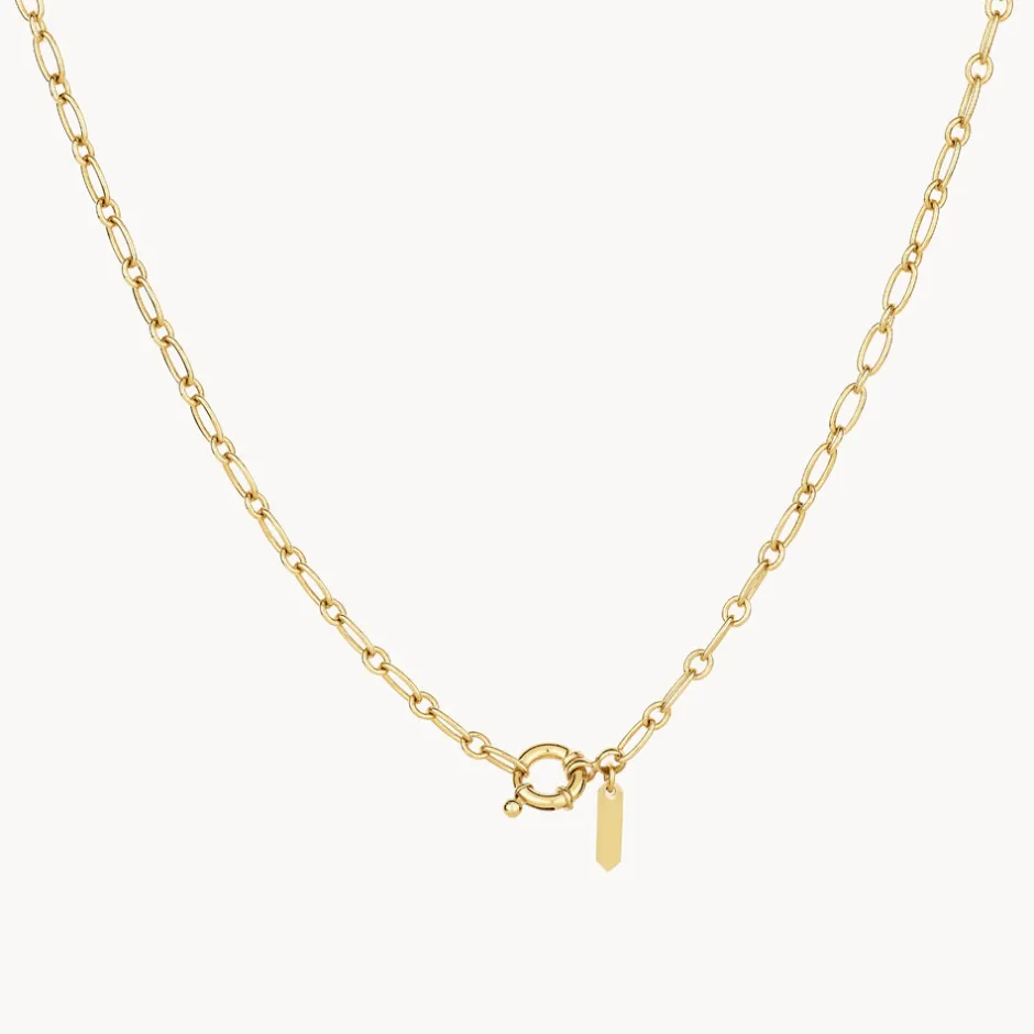 Fashion Alternating Paperclip Chain Necklace in Gold 18k Fine Gold Plated | Necklaces & Pendants