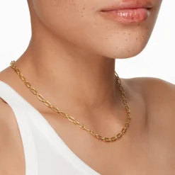 Fashion Alternating Paperclip Chain Necklace in Gold 18k Fine Gold Plated | Necklaces & Pendants