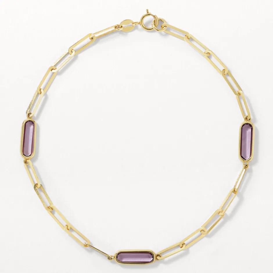 Discount Amethyst Oval Paperclip Chain Bracelet in 10k Gold Natural Gemstones | Bracelets & Bangles
