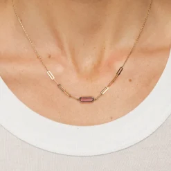 Best Amethyst Oval Paperclip Chain Necklace in 10k Gold Natural Gemstones | Necklaces & Pendants