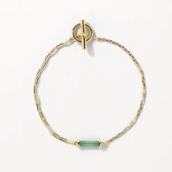 Clearance Aventurine Half Paperclip Fob Chain Bracelet in Gold Natural Gemstones | 18k Fine Gold Plated