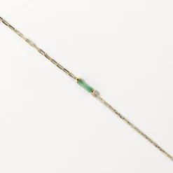 Clearance Aventurine Half Paperclip Fob Chain Bracelet in Gold Natural Gemstones | 18k Fine Gold Plated