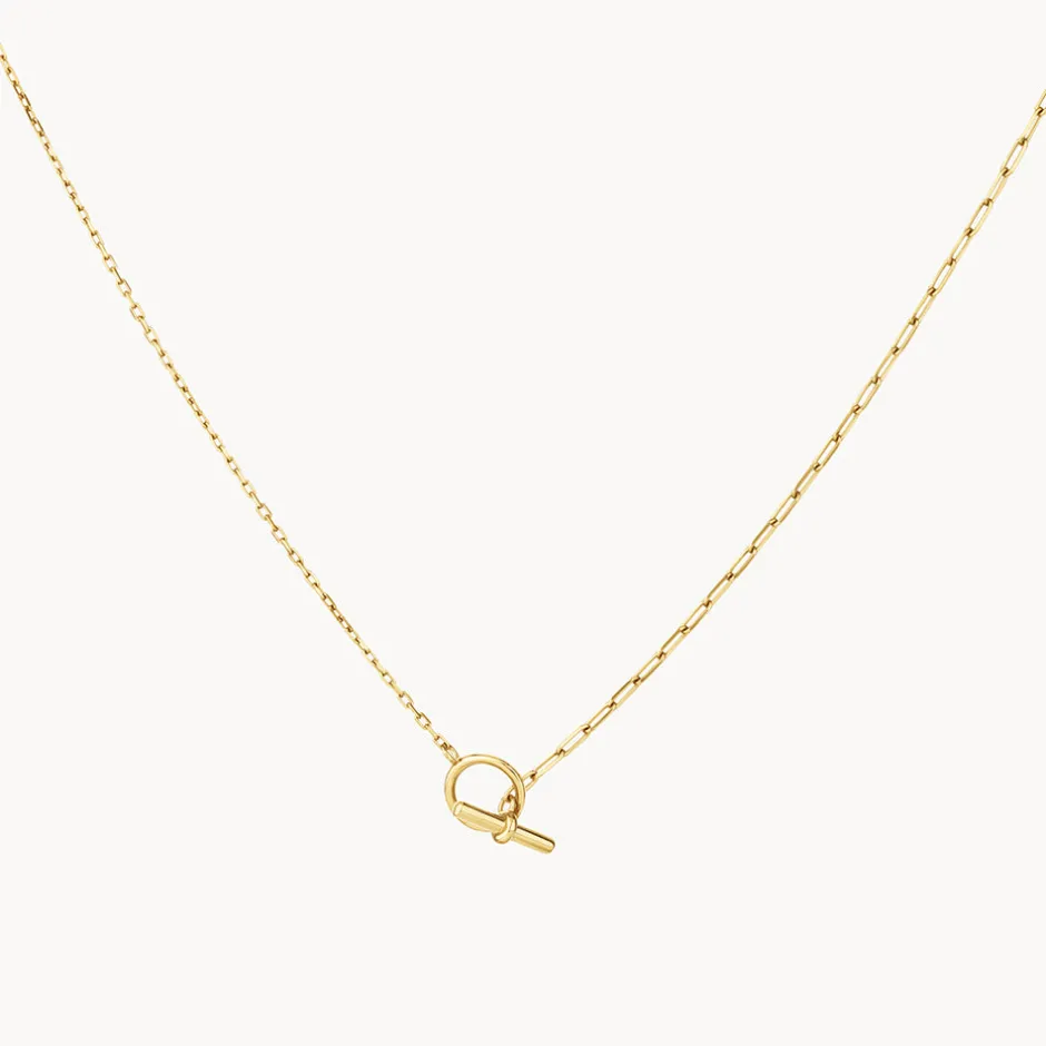 Hot Aventurine Half Paperclip Fob Chain Necklace in Gold Natural Gemstones | 18k Fine Gold Plated