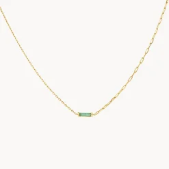 Hot Aventurine Half Paperclip Fob Chain Necklace in Gold Natural Gemstones | 18k Fine Gold Plated
