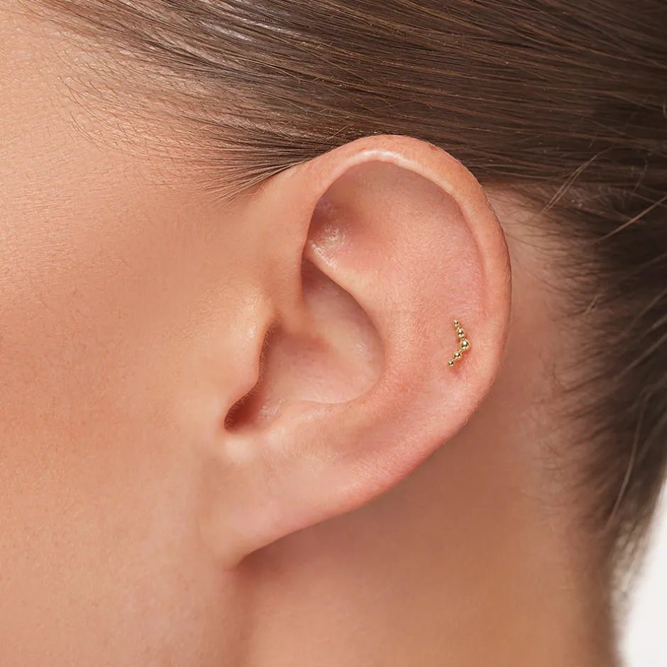 Online Ball Chevron Helix Single Stud Earring in 10k Gold Symbolic Jewellery | 10k Gold