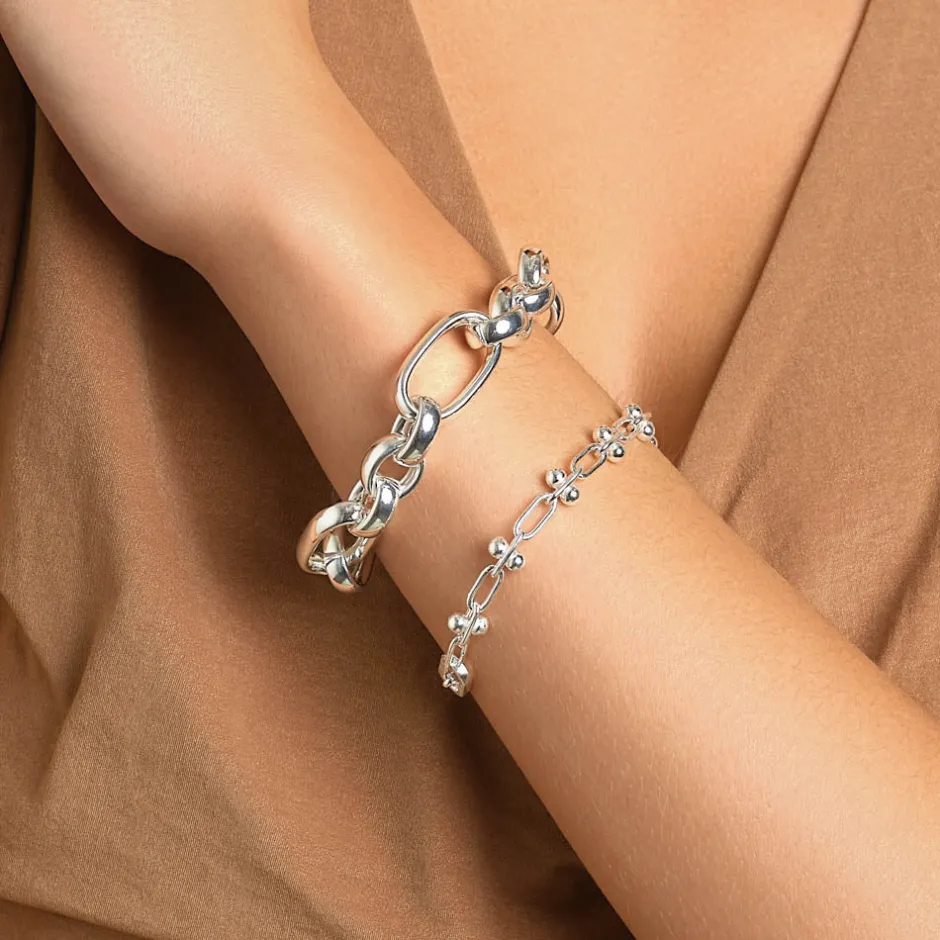 Online Bauble Paperclip Chain Bracelet in Silver Gifts For Her | 925 Sterling Silver