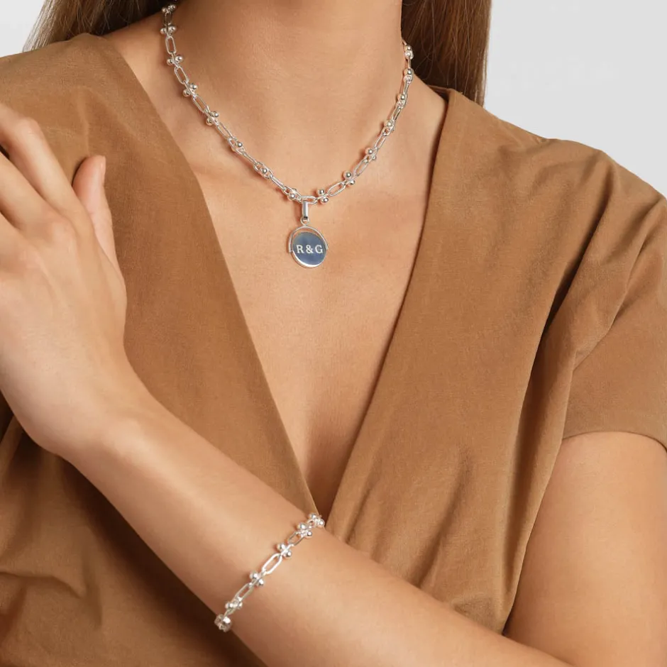 Online Bauble Paperclip Chain Bracelet in Silver Gifts For Her | 925 Sterling Silver