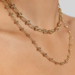 Hot Bauble Paperclip Chain Necklace in Gold 18k Fine Gold Plated | Necklaces & Pendants