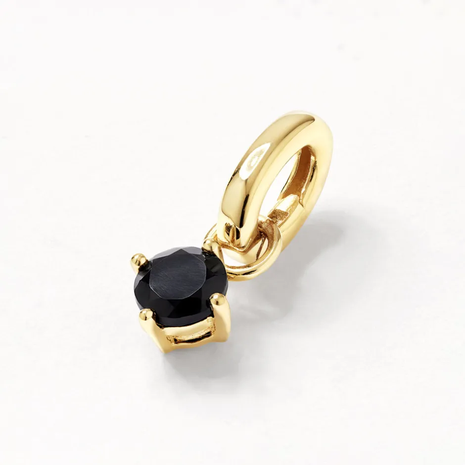 Clearance Black Onyx Round Charm Pendant in Gold 18k Fine Gold Plated | Personalisation