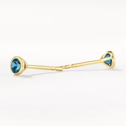 New Blue Topaz Bezel Stud Earrings in 10k Gold Natural Gemstones | Earrings