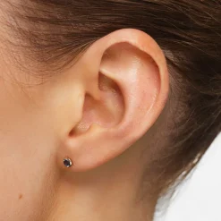New Blue Topaz Bezel Stud Earrings in 10k Gold Natural Gemstones | Earrings