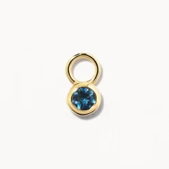 Hot Blue Topaz Circle Charm in 10k Gold Natural Gemstones | 10k Gold