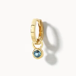 Hot Blue Topaz Circle Charm in 10k Gold Natural Gemstones | 10k Gold