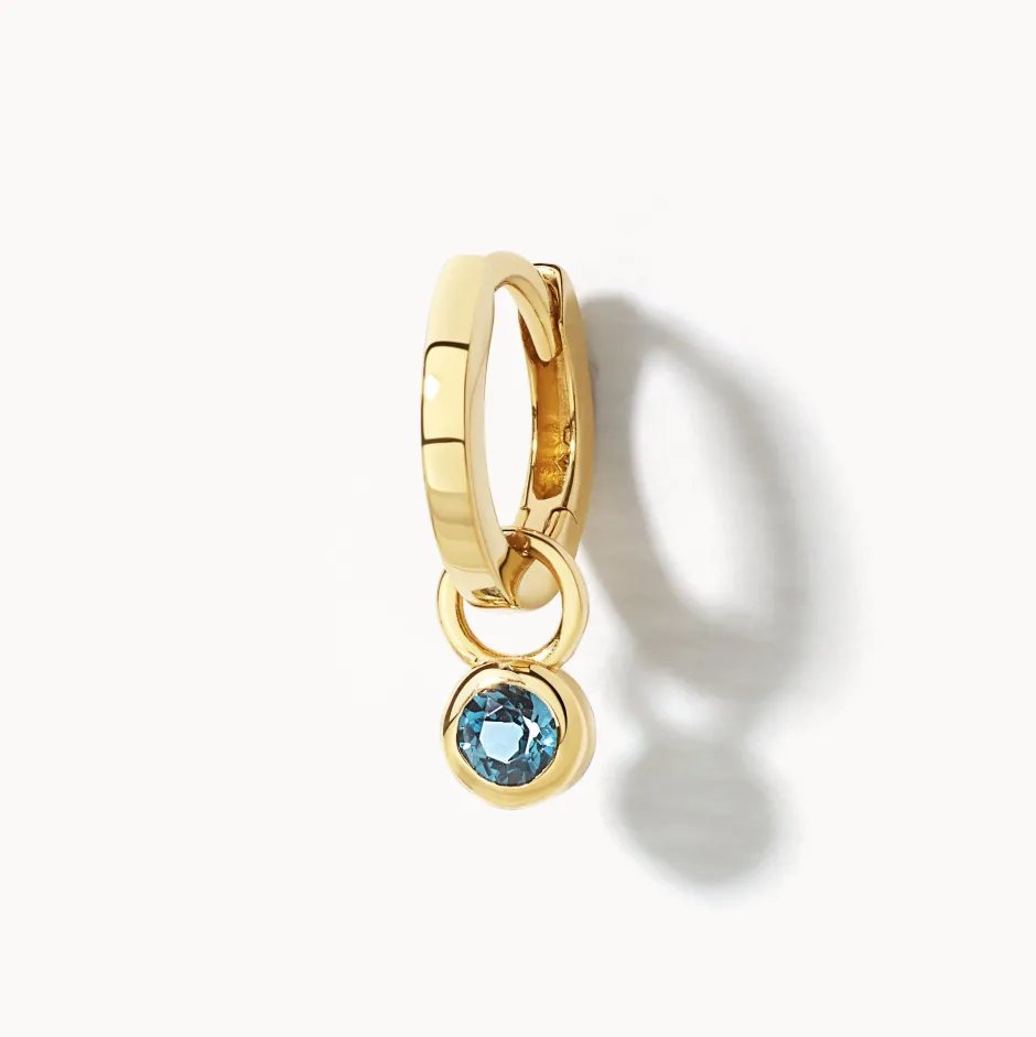Hot Blue Topaz Circle Charm in 10k Gold Natural Gemstones | 10k Gold