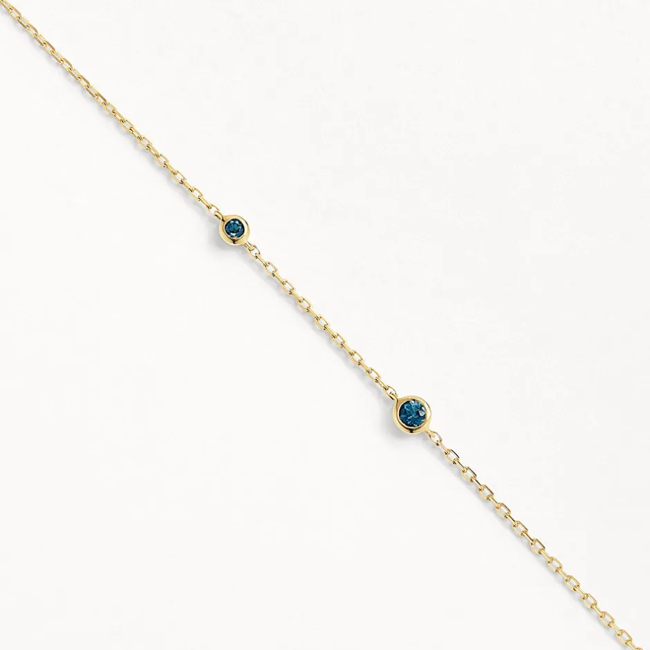 Outlet Blue Topaz Double Round Bezel Necklace in 10k Gold Natural Gemstones | Necklaces & Pendants
