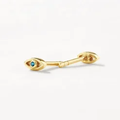 Fashion Blue Topaz Evil Eye Stud Earrings in 10k Gold Birthstone Jewellery | Symbolic Jewellery