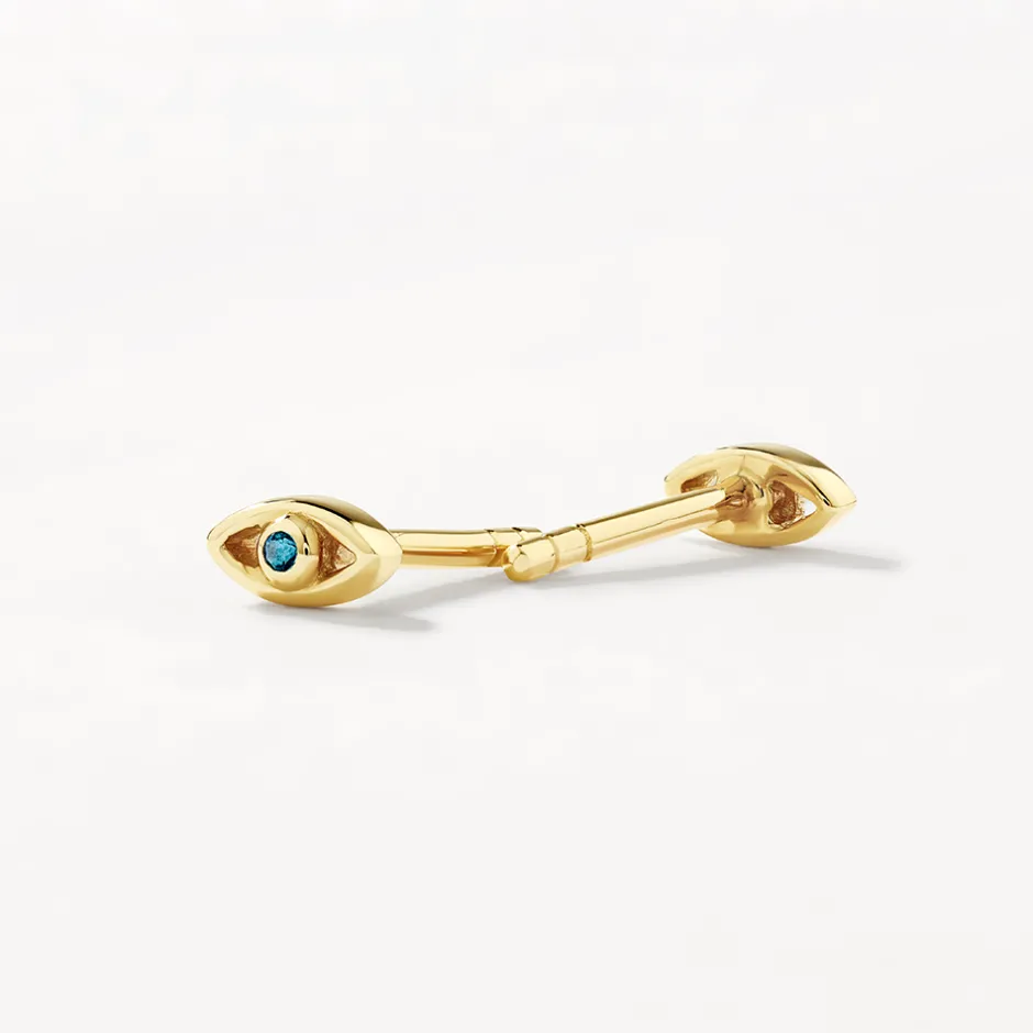 Fashion Blue Topaz Evil Eye Stud Earrings in 10k Gold Birthstone Jewellery | Symbolic Jewellery