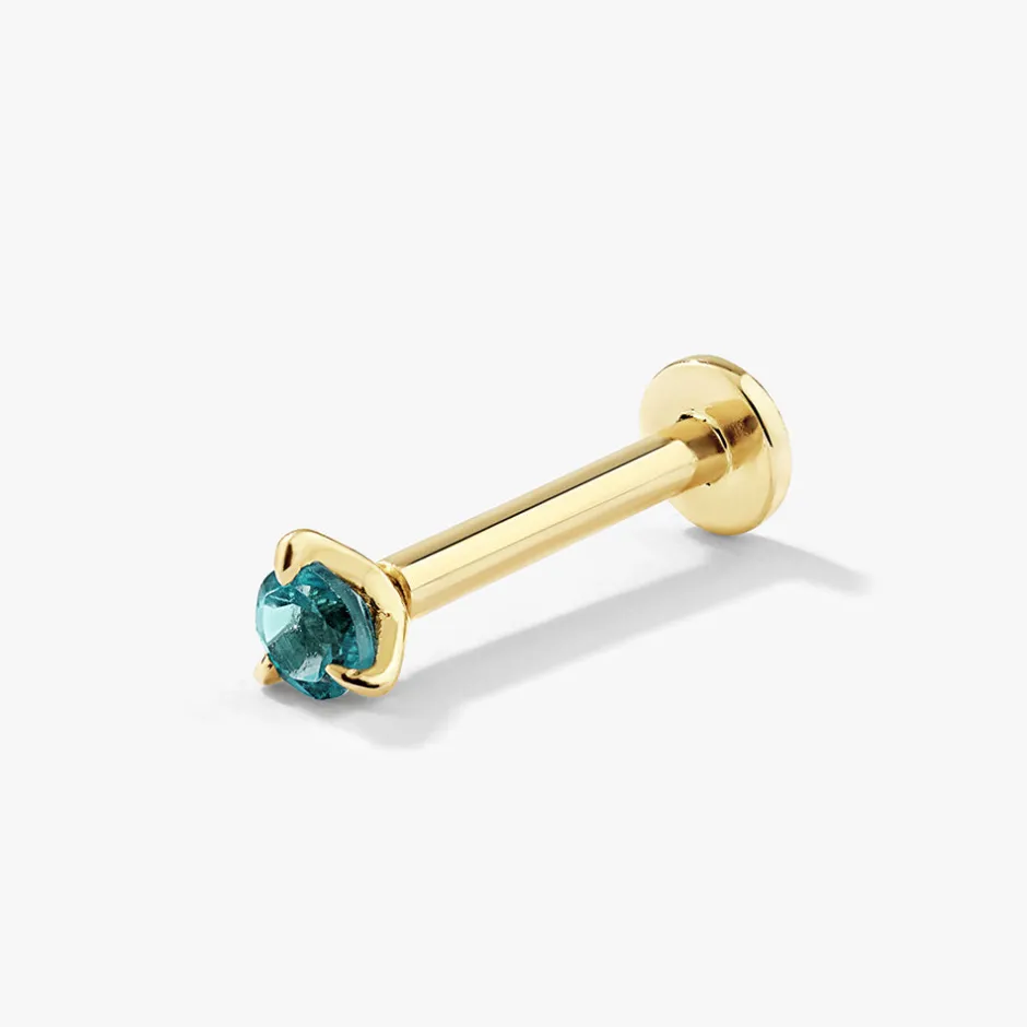 Hot Blue Topaz Helix Single Stud Earring in 10k Gold Natural Gemstones | 10k Gold