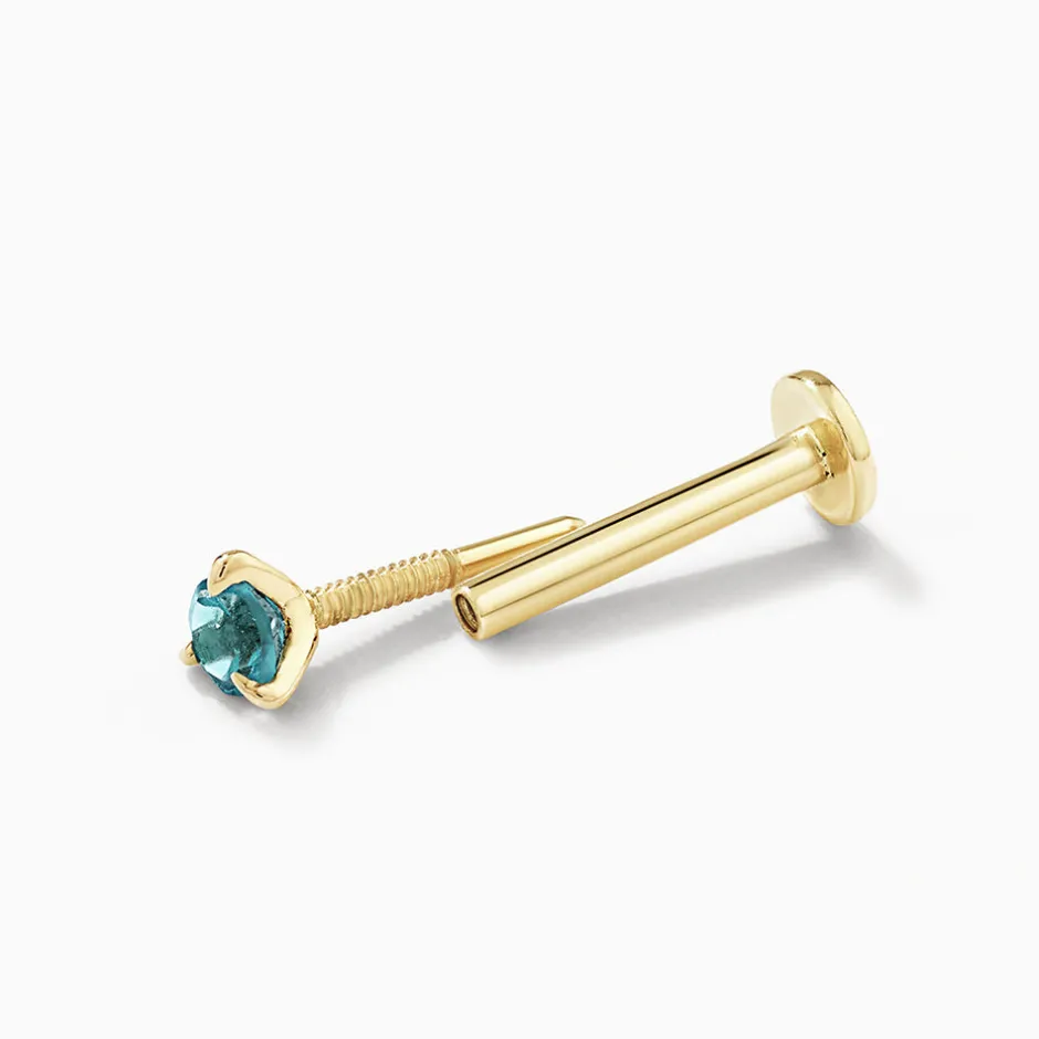 Hot Blue Topaz Helix Single Stud Earring in 10k Gold Natural Gemstones | 10k Gold