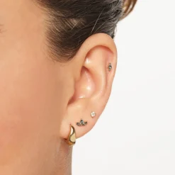 Best Blue Topaz Marquise Helix Single Stud Earring in 10k Gold Natural Gemstones | 10k Gold
