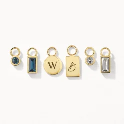 Online Blue Topaz Rectangle Charm in 10k Gold Natural Gemstones | 10k Gold