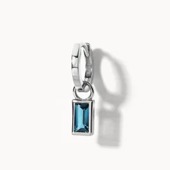 Discount Blue Topaz Rectangle Charm in Silver Natural Gemstones | 925 Sterling Silver