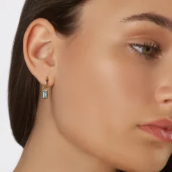 Online Blue Topaz Rectangle Charm in 10k Gold Natural Gemstones | 10k Gold