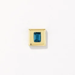 Discount Blue Topaz Square Statement Earrings in Gold Natural Gemstones | 18k Fine Gold Plated