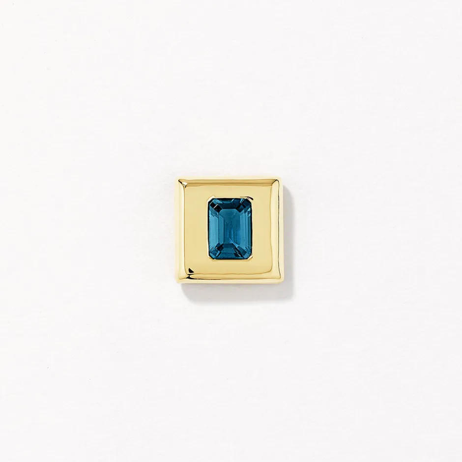 Discount Blue Topaz Square Statement Earrings in Gold Natural Gemstones | 18k Fine Gold Plated