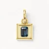 Outlet Blue Topaz Statement Square Pendant in Gold Natural Gemstones | 18k Fine Gold Plated