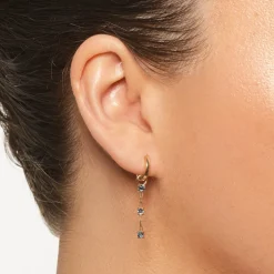 New Blue Topaz Trio Drop Charm in 10k Gold Natural Gemstones | 10k Gold
