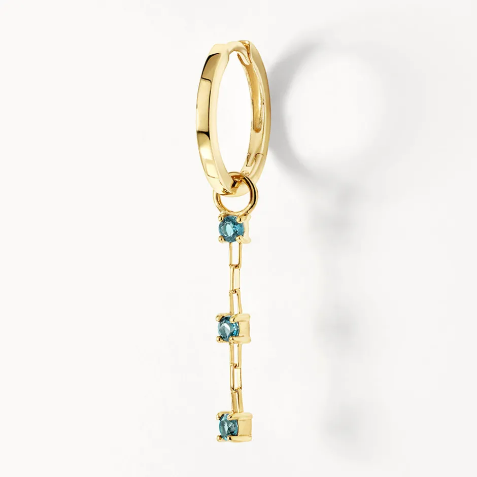 New Blue Topaz Trio Drop Charm in 10k Gold Natural Gemstones | 10k Gold