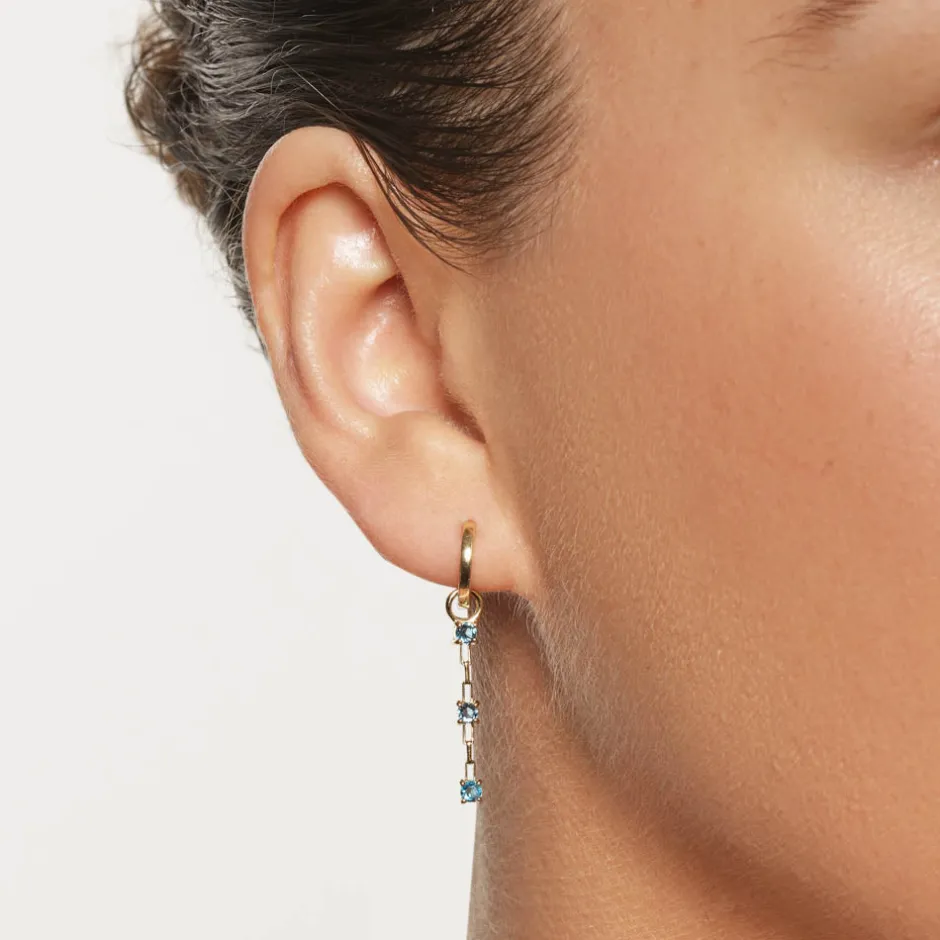 New Blue Topaz Trio Drop Charm in 10k Gold Natural Gemstones | 10k Gold