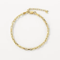 Discount Box Paperclip Chain Bracelet in Gold Under $150 | 18k Fine Gold Plated
