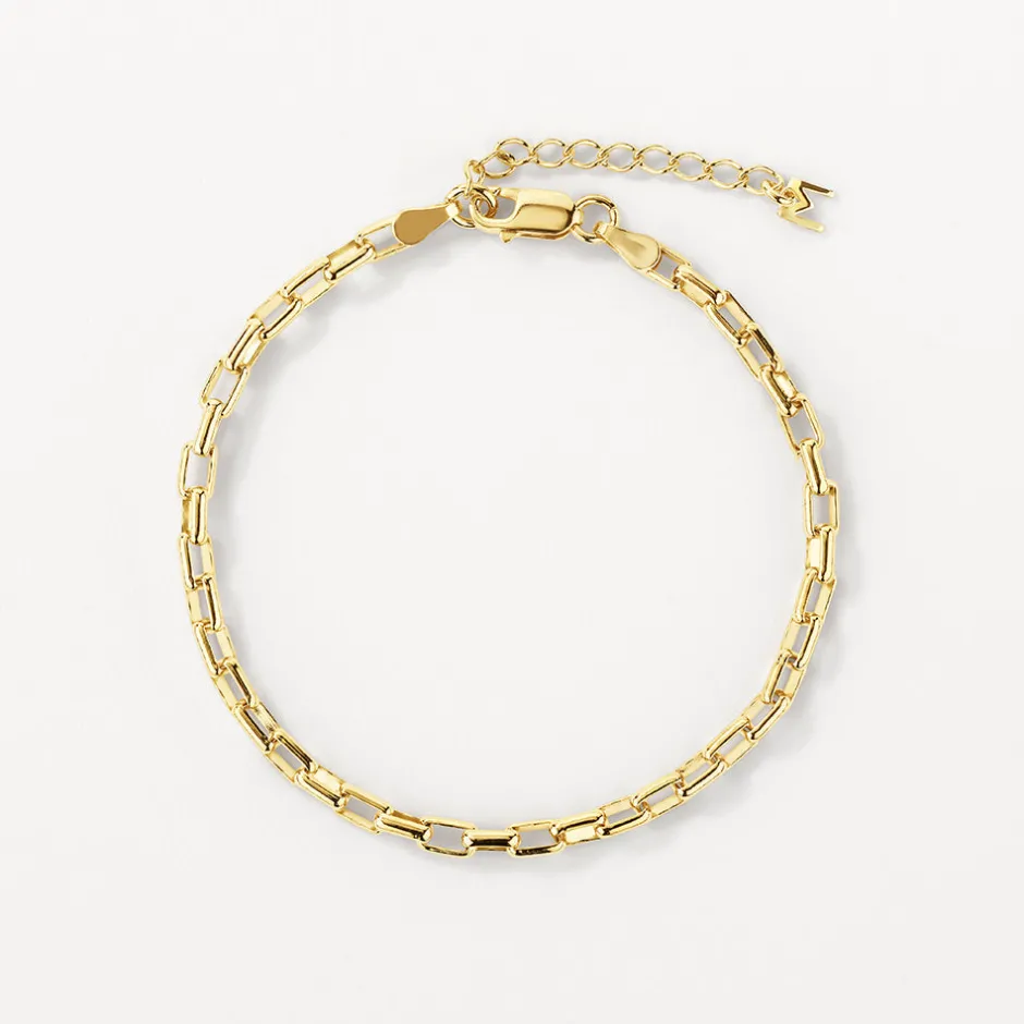 Discount Box Paperclip Chain Bracelet in Gold Under $150 | 18k Fine Gold Plated