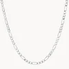 Clearance Boyfriend Figaro Chain Necklace in Silver Gifts For Him | 925 Sterling Silver