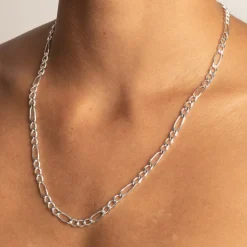 Clearance Boyfriend Figaro Chain Necklace in Silver Gifts For Him | 925 Sterling Silver