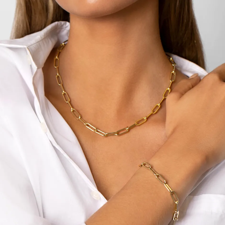 Clearance Boyfriend Paperclip Chain Necklace in Gold Gifts For Him | Best Friend Gifts