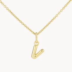 Outlet Bubble Letter Necklace in Gold Best Selling Gifts | Letter Jewellery