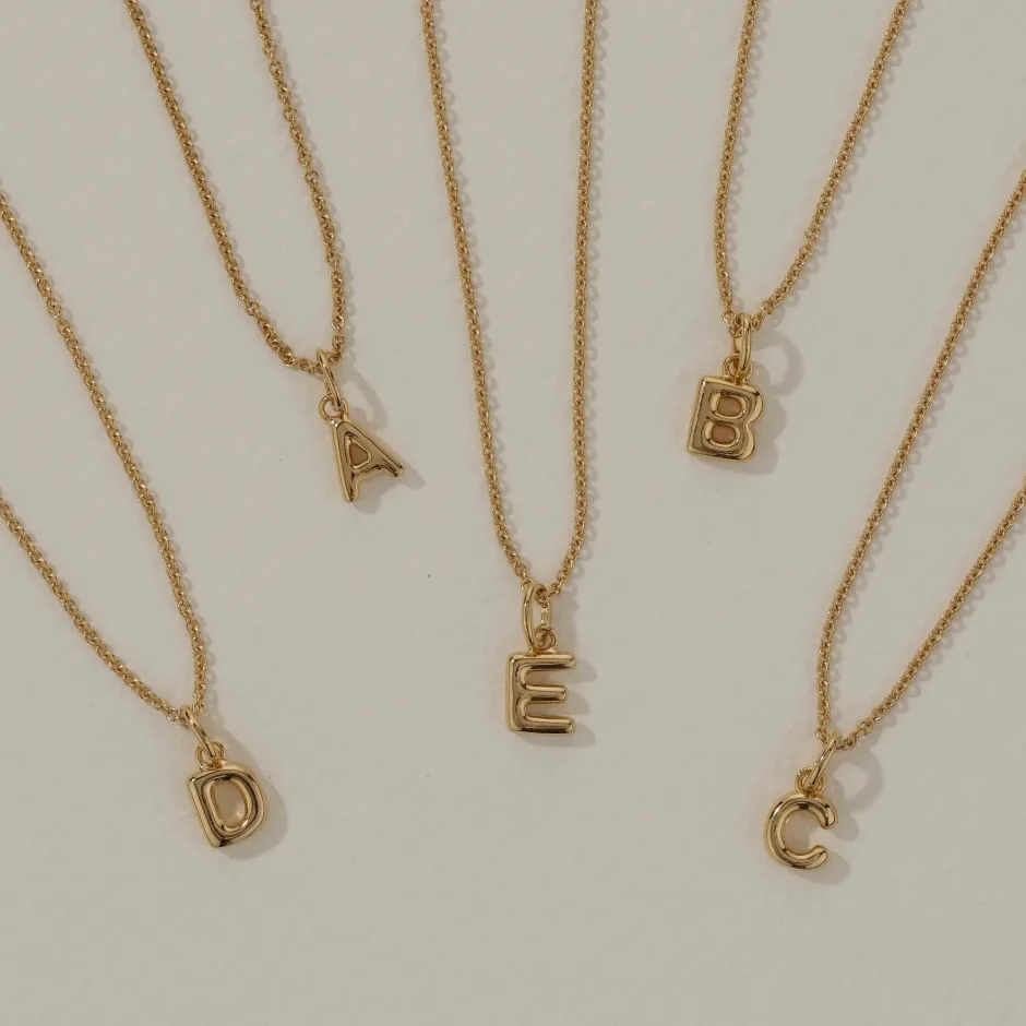 Outlet Bubble Letter Necklace in Gold Best Selling Gifts | Letter Jewellery