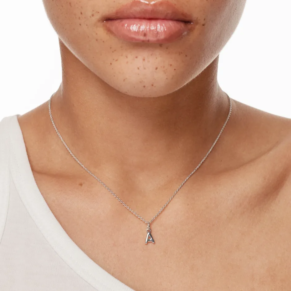 Fashion Bubble Letter Necklace in Silver Best Selling Gifts | Letter Jewellery