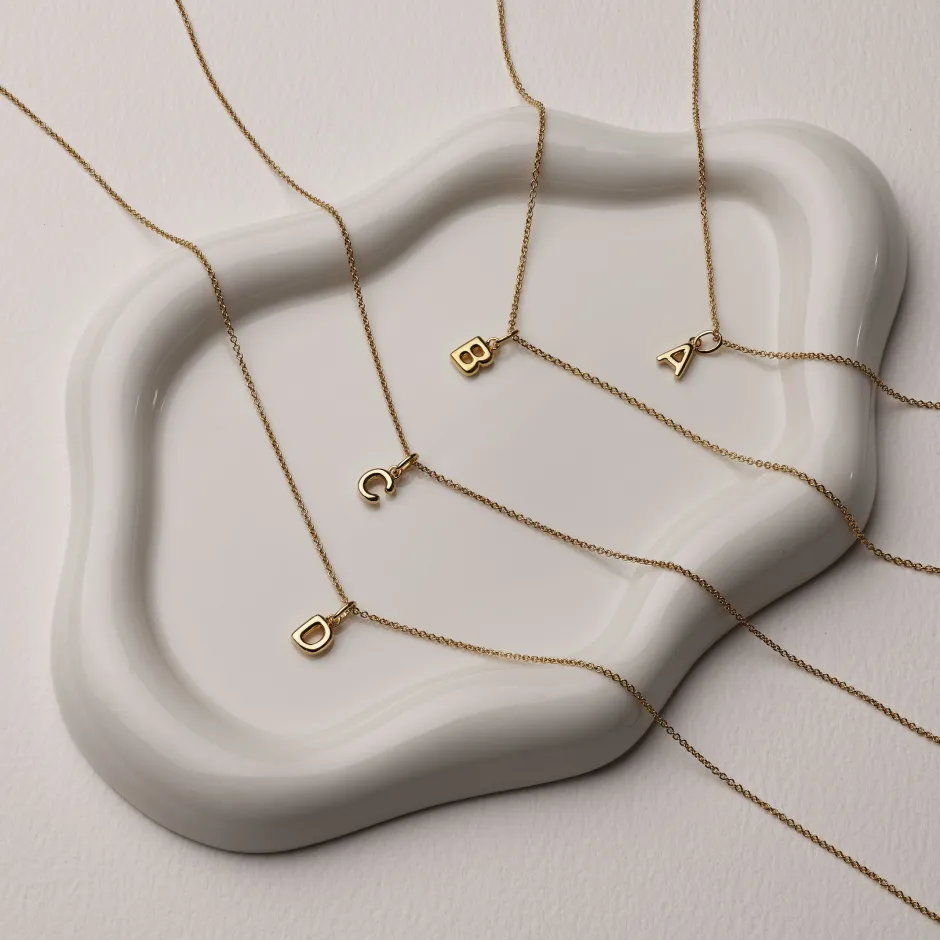 Outlet Bubble Letter Necklace in Gold Best Selling Gifts | Letter Jewellery