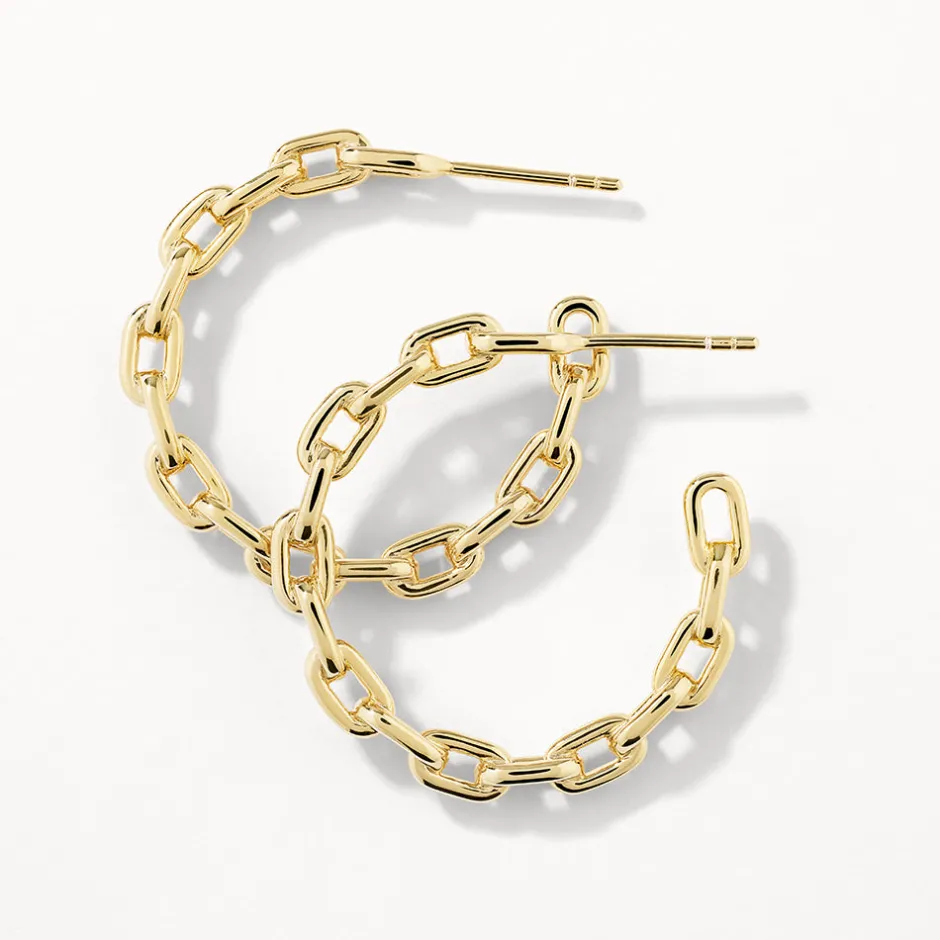 Best Chain Link Hoops in Gold 18k Fine Gold Plated | Earrings