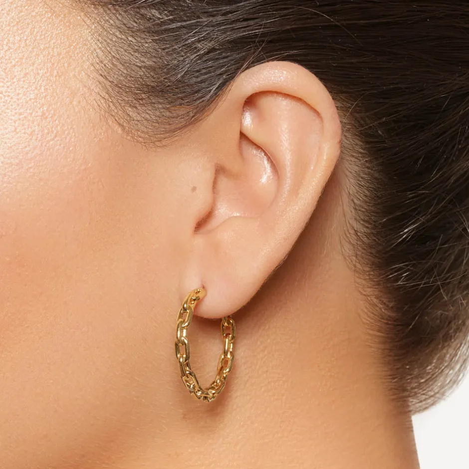 Best Chain Link Hoops in Gold 18k Fine Gold Plated | Earrings