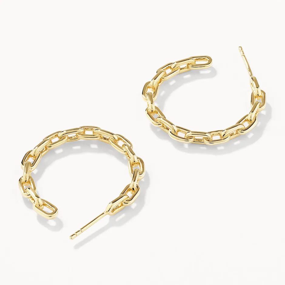 Best Chain Link Hoops in Gold 18k Fine Gold Plated | Earrings