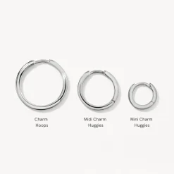Hot Charm Hoop Earrings in Silver Gifts For Her | 925 Sterling Silver